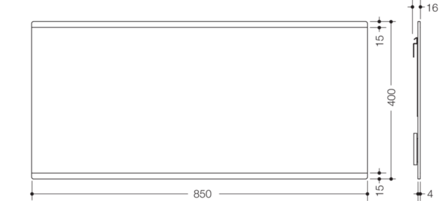 HEWI Spiegel, 850 x 400mm, Hinterlackierung apfelgrün apfelgrün