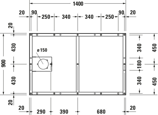 DU Fußgestell für Duschwanne Tempano 1400x900mm