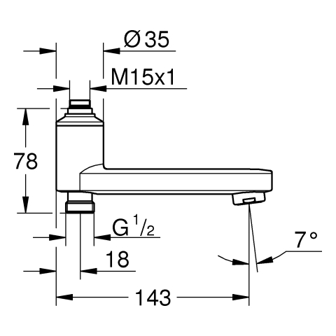 GROHE Schwenkauslauf 13450 integrierte Umstellung chrom