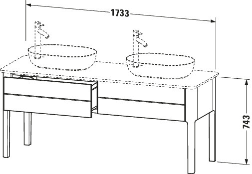 Duravit WTU bodenstehend Luv 743x1783x570mm 2Ausz.,o.Siphonausschn.,Steingrau SeM