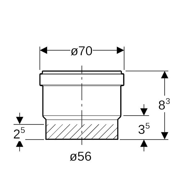 Geberit PE Steckmuffe mit Lippendichtung d56 L6,4