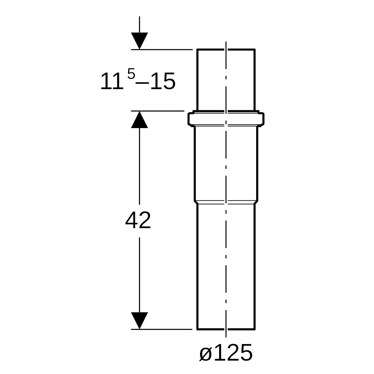 Geberit PE Langmuffe mit Dichtungsschutz d125