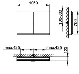 KEUCO Royal Modular 2.0 SPS, bel. 80021, Vorb,2Steckd,sb-elox,1050x700x120mm