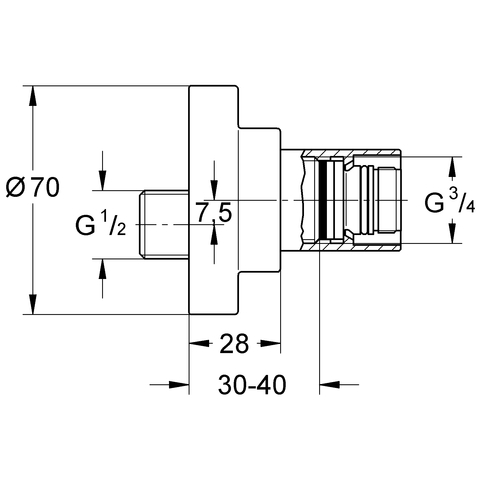 GROHE Anschlussverschraubung 45631 für AtrioWannen-/Brausebatterie AP chrom