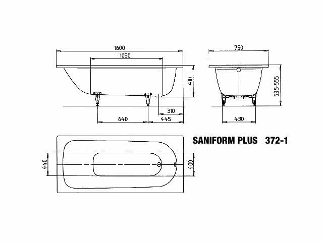 KA BW SANIFORM PLUS Mod.372-1,1600x750mm ,alpinweiß