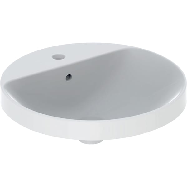 Geberit VariForm Einbauwaschtisch, rund m.HLB, d:48cm, m.Ül., gl, weiß, KeraTect