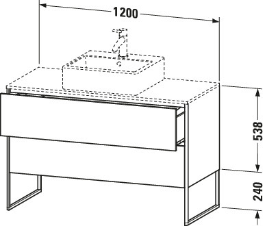 DU WTU XSquare 778x1200x548,bodenstehend Weiß Matt, 2 Schubkästen