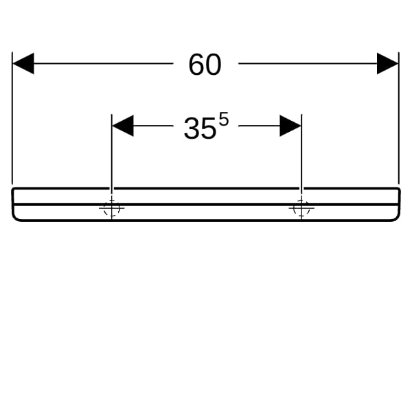 Geberit Renova Plan Wandablage, 60x12cm, weiß KeraTect