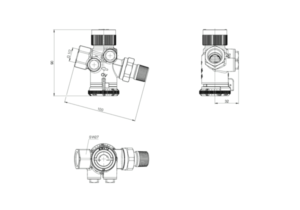 OVENTROP-Regulierventil "Cocon QTZ",ohne Messventile, DN15, 1/2"IG, 150-1050 l/h