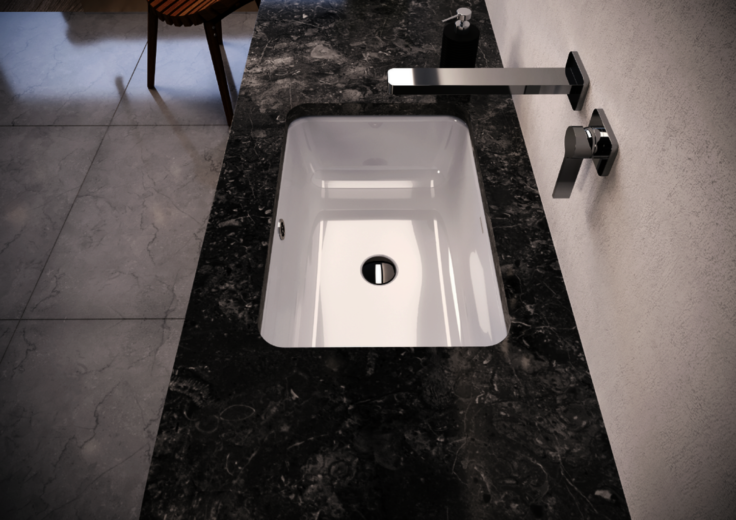 KA WB CAYONO Unterbauwaschtisch Mod.3190 ,596x426mm,alpinweiß,PEFF,AD,mÜL,chr