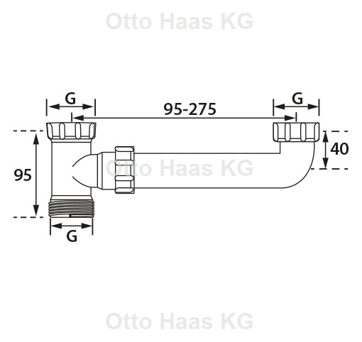 HAAS PP-Doppelspülenanschluss 11/2x11/2, weiss