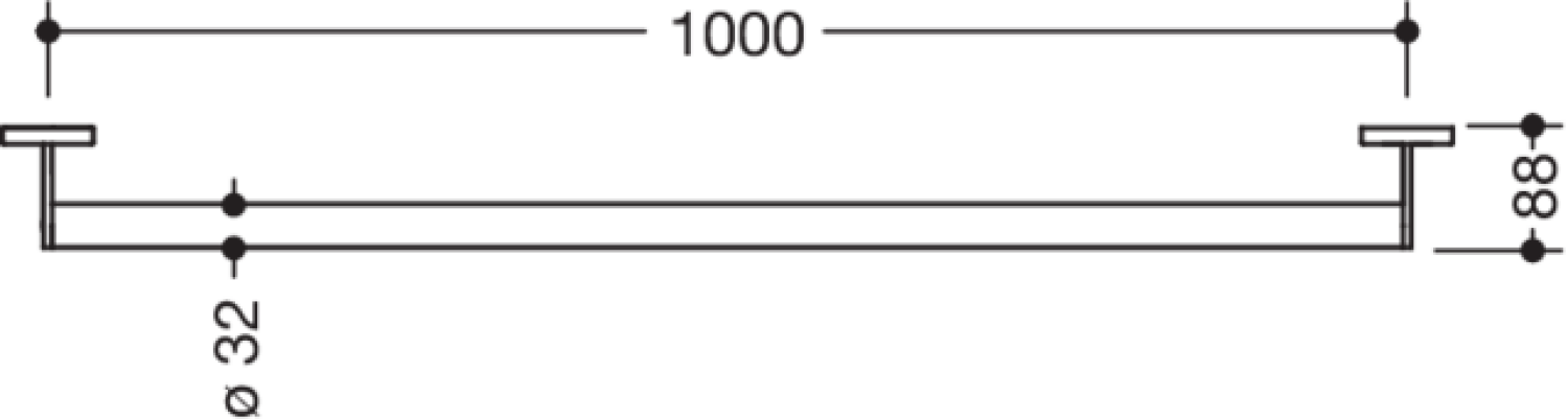 HEWI Haltegriff, d:32, L:1000mm, schliff