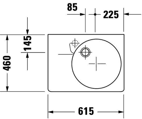 DU Design Classics Becken  Scola 615 mm m.ÜL,m.HLB, 1 HL, Becken re., weiß