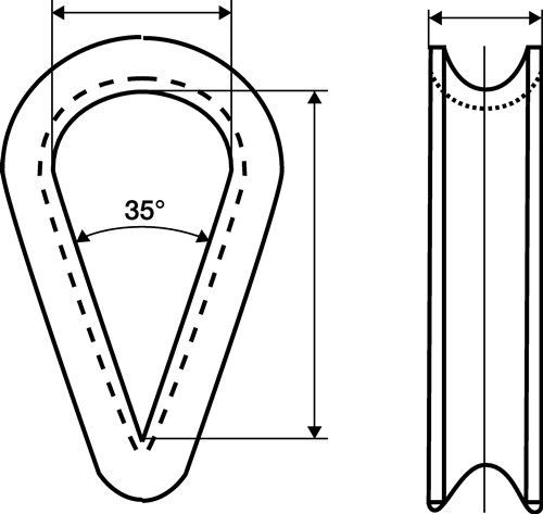 Kausche DIN 6899 Form B 3mm Seil-Nenngröße 2,5mm ZN m.tiefer Rille Kausche DIN 6899 Form B 3mm Seil-Nenngröße 2,5mm ZN m.tiefer Rille