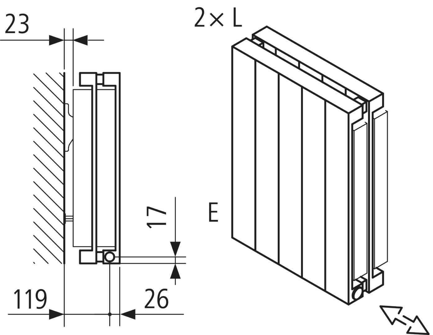 Kermi Heizwand HVN Typ22 BH2000x122x630 QN2652, RAL9016, 6 bar, ANB12