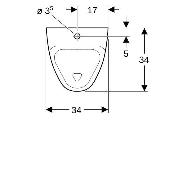 Geberit Alivio Urinal, Zulauf von oben Abgang nach hinten oder unten, weiß Tect