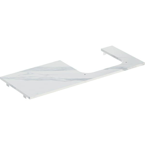 Geberit ONE WT-Platte, Ausschnitt re, für AWT 120x2x47cm, Marmoroptik weiss matt