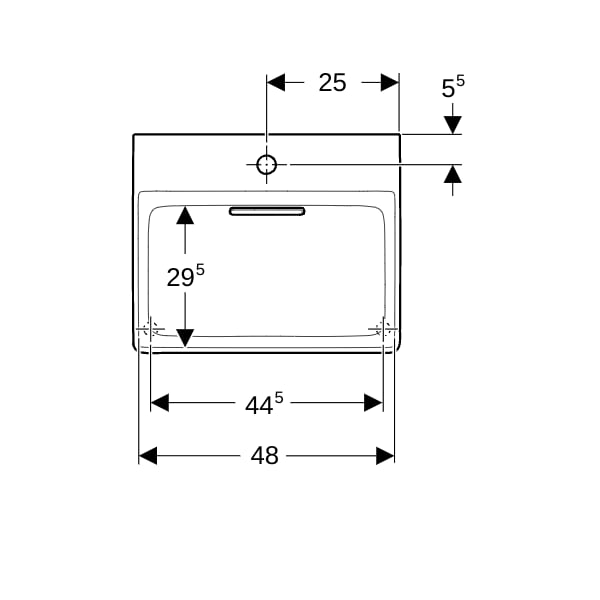 Geberit ONE AS-WT eckig, 50x41cm, CleanDrain m. Hl., o. Ül., weiß, matt/weiß glzd.