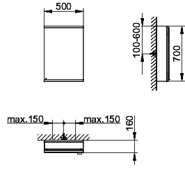 KEUCO Royal Modular 2.0 SPS, bel. 80001, Vorb,1Steckd,sb-elox,500x700x160mm