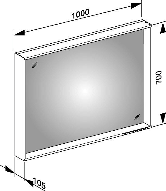 KEUCO Lichtspiegel X-Line 33298, mit Spiegelheizung, weiß, 1000x700x105mm