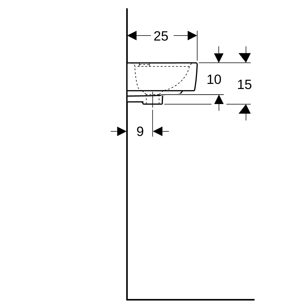 Geberit Renova Compact HWB, verk. Ausladung 40x25cm, Hl. rechts, o. Ül., weiß