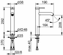 KEUCO EHM-WT-Mischer 210 IXMO 59510 o.Zug.-Ablgrt. Soft, Rosette r/e verchr.