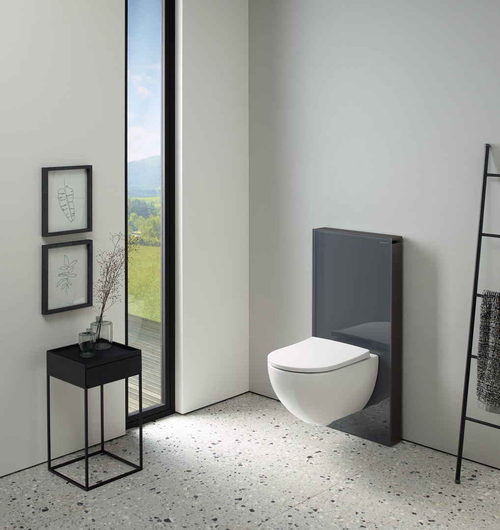 Geberit Monolith Plus Sanitärmodul f. WWC 101cm, Glas lava / alu. schwarzchrom
