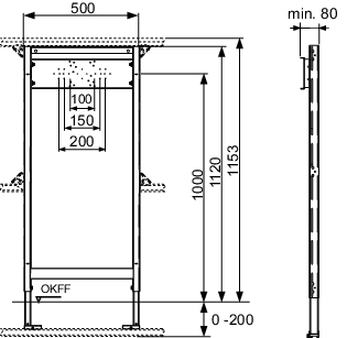 TECEprofil Bad-/Duschmodul BH 1120 mm für UP- und AP-Armaturen