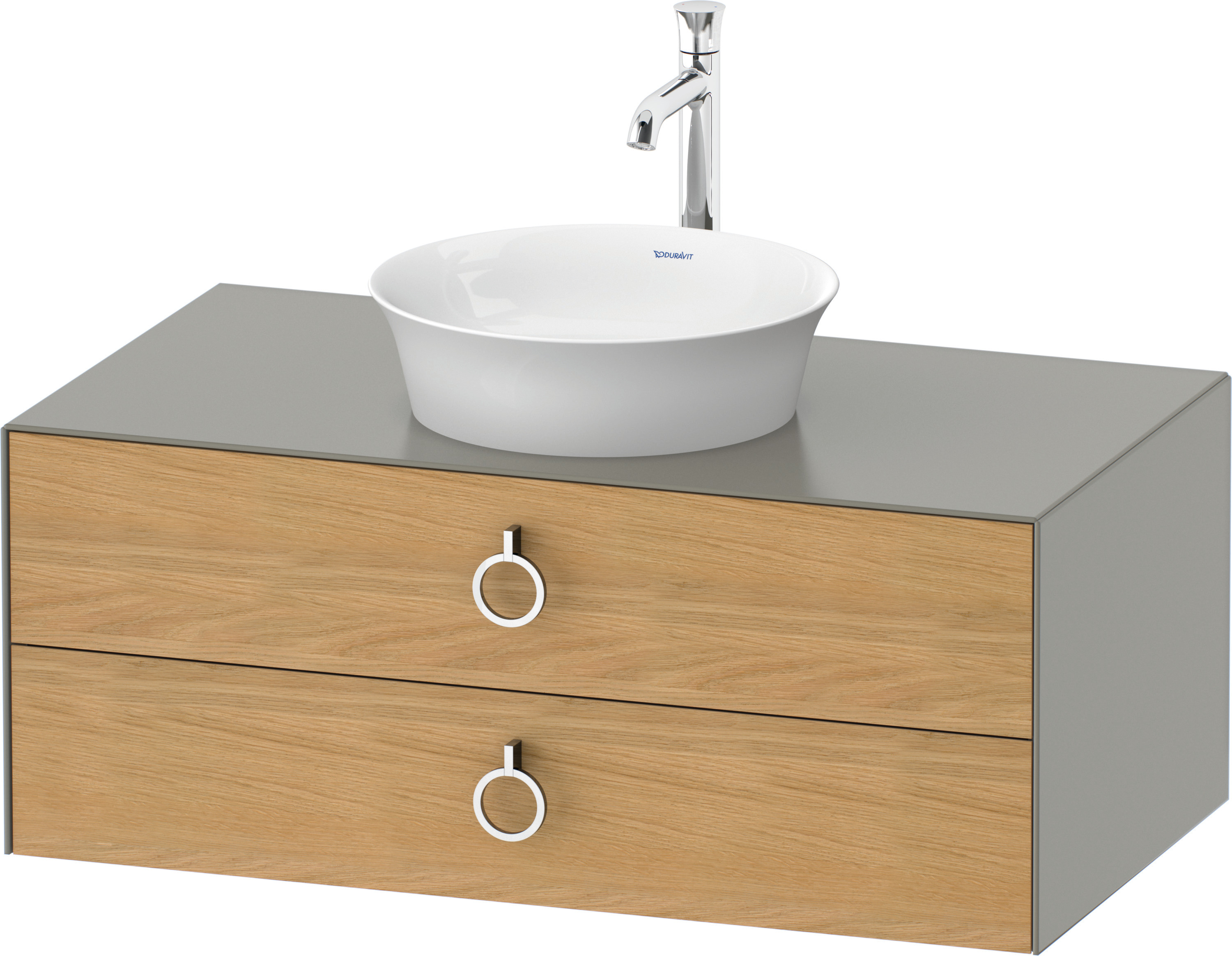 Duravit WTU wandh.White Tulip,2Schk.,m.Griff 408x1000x550,Eiche N.M./Steingrau Sdm.