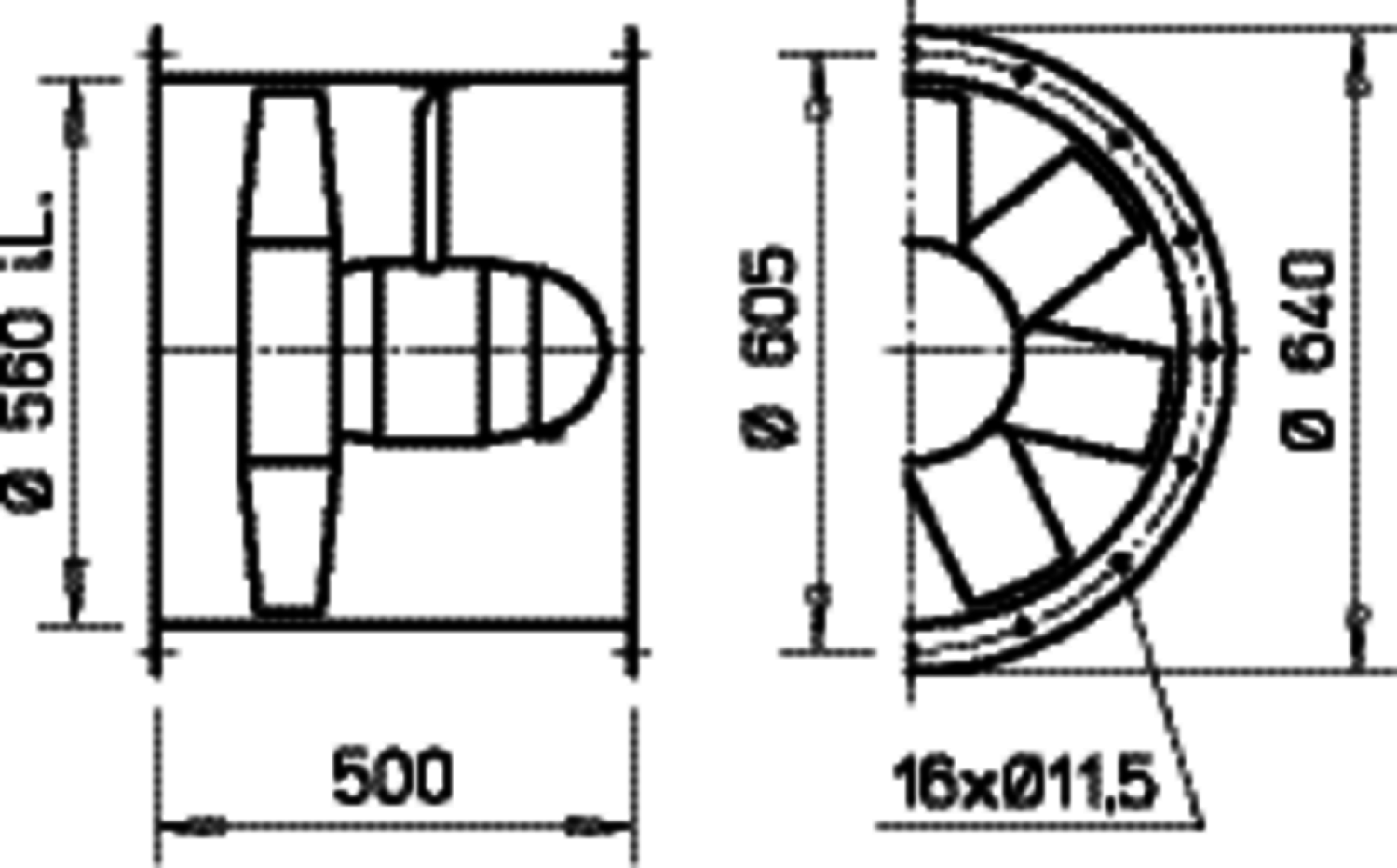 Helios HRFD 560/4 TK Axialventilator 3-PH, Föderrichtung B