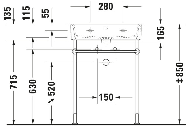 DU Waschtisch Vero Air 600mm o.ÜL, m.HLB, 1 HL, weiß