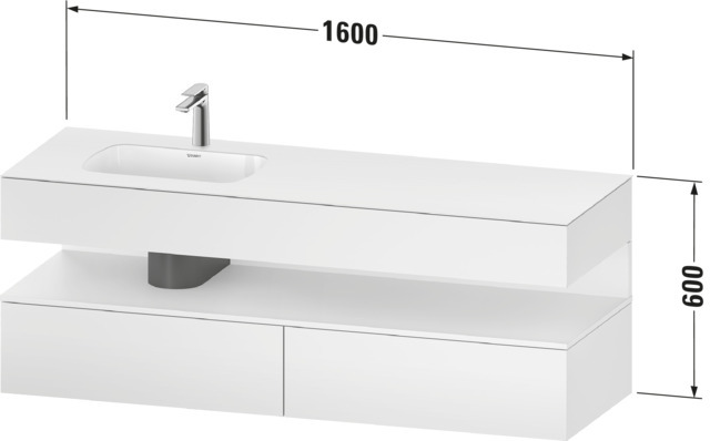 Duravit QA EWT m.Kon-WTU,1600x500x600mm,Be:LI Ni-Bel,Weiß Superm,Ni:Taupe Superm,Dekor