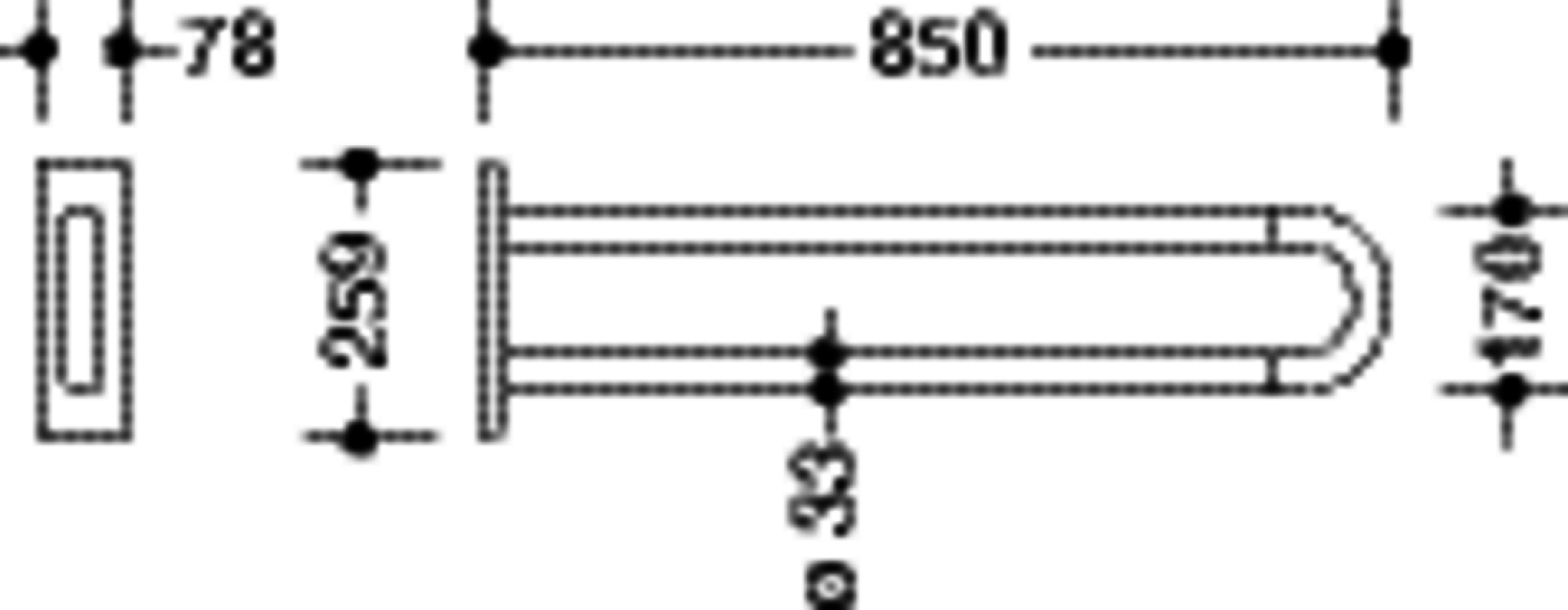 HEWI Wandstützgriff Ser 801, L:850mm, antimikrobiell signalweiß