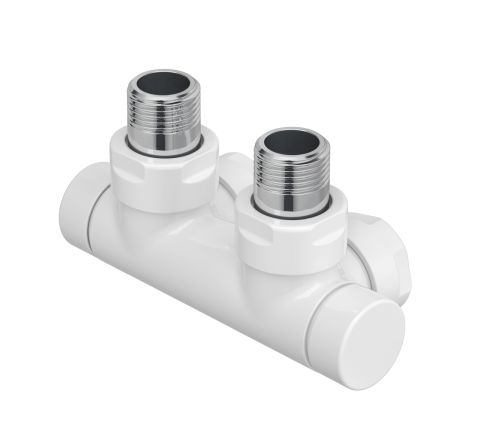 Zehnder Zubehör Hahnblock Typ T Anschluss 50mm Eckform RAL 9001