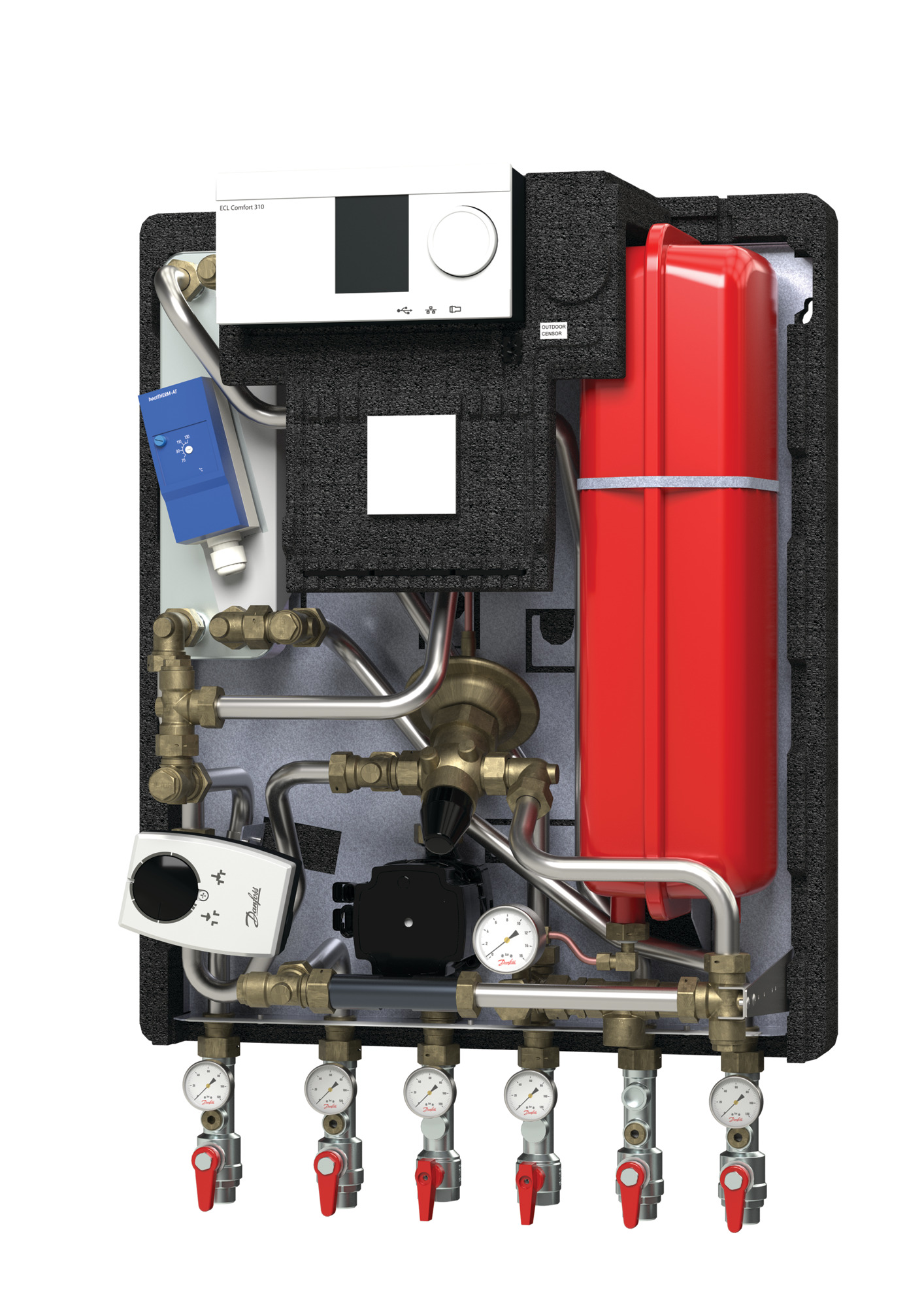 Danfoss Hausstation VXe Solo HWP, 3 FBH:15kW, ECL310/A337, STW