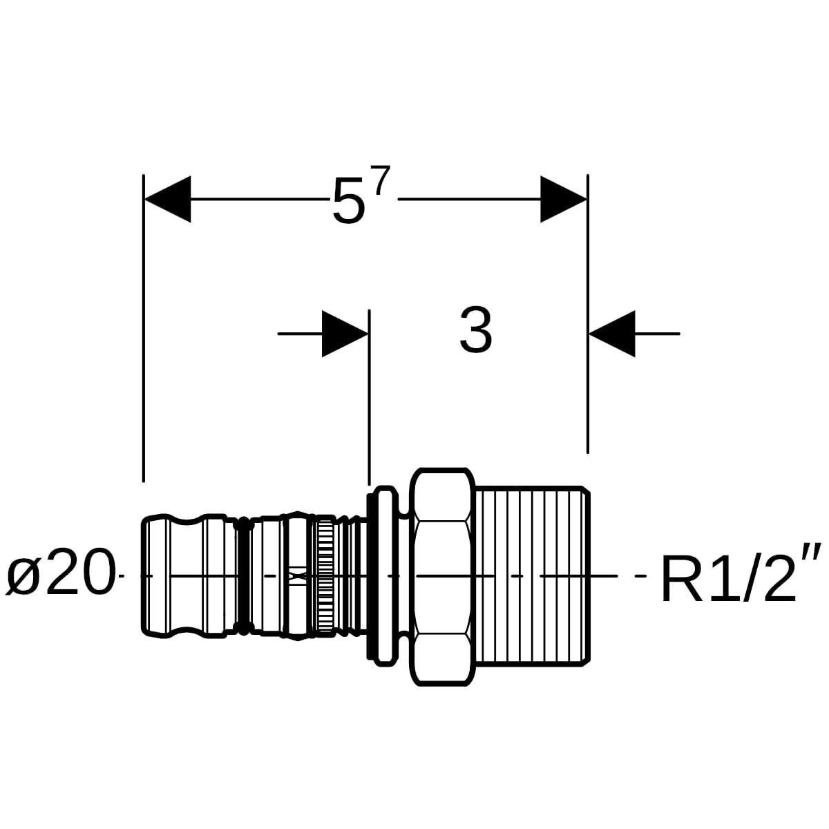 Geberit Mepla Übergang mit AG Rg d20-R1/2