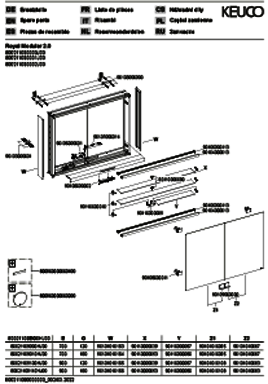 KEUCO Royal Modular 2.0 SPS, bel. 80021, Vorb,2Steckd,sb-elox,900x700x160mm