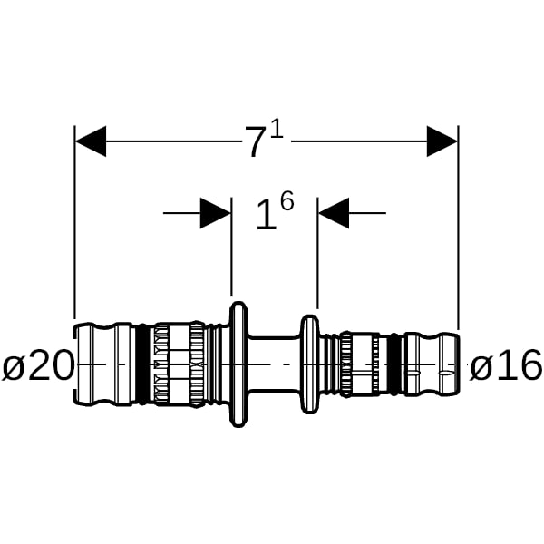 Geberit Mepla Reduktion PVDF d20-16
