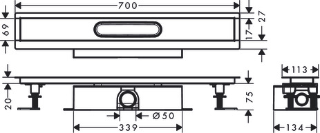 Hansgrohe Komplettset uBox universal für Standardinstall.700mm für DR FS