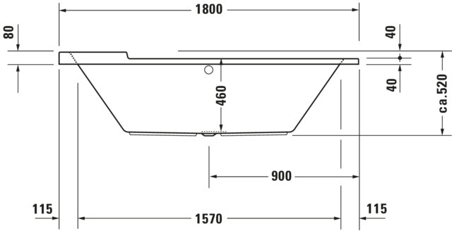 DU Starck BW Oval 1800x800 Einbau Rückenschr.2 L/R, Weiß