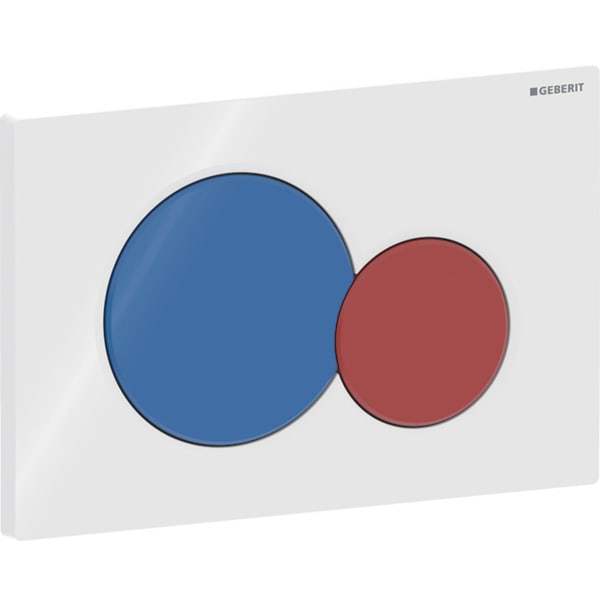 Geberit Sigma01 BetPl., rund, 2-Mengen-Sp. weiß glzd /ultramarinblau glzd /rot glzd