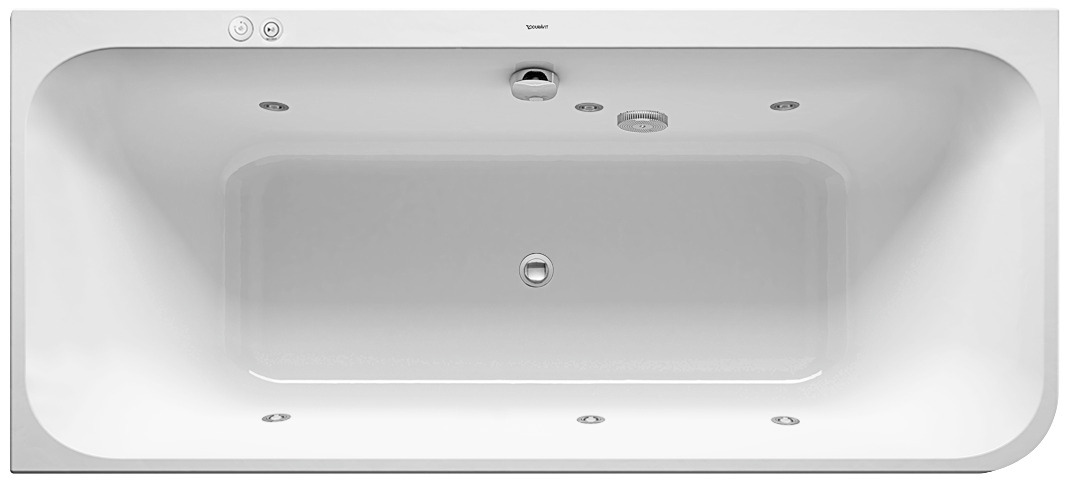 Duravit Happy D.2 Whirlw. 1800x800mm, Ecke L Angef Acryl-VK,Rückens.2,Jet-Syst., Weiß