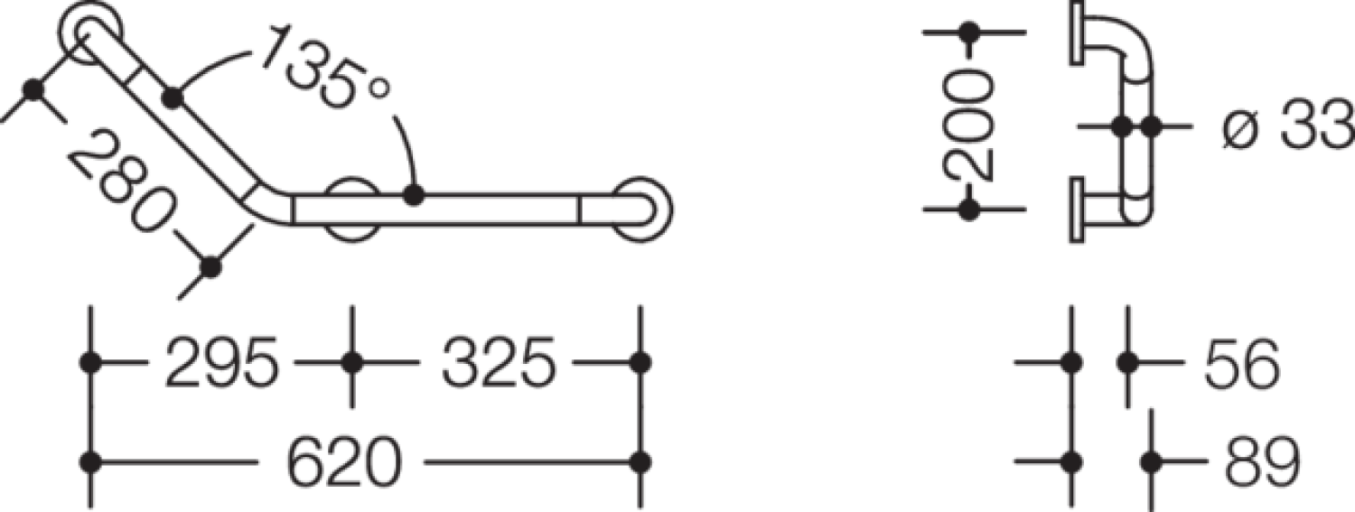 HEWI Winkelgriff Ser 801, d:33, 135 Gr Bogen anthrazitgrau