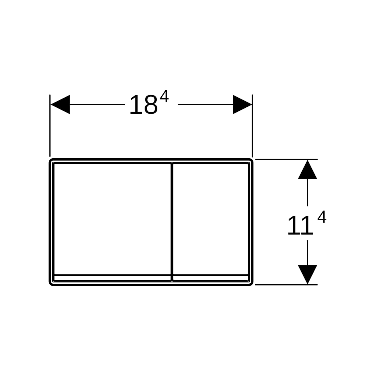 Geberit Omega60 BetPl., eckig, für 2-M-Sp. weiß Glas glzd / Glas versp. /chrom glzd