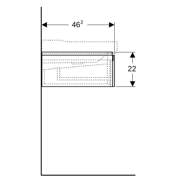 Geberit Xeno2 Unterschrank f. WT m. B:120cm m. 2 Schubl., 117,4x22x46,2cm, weiß