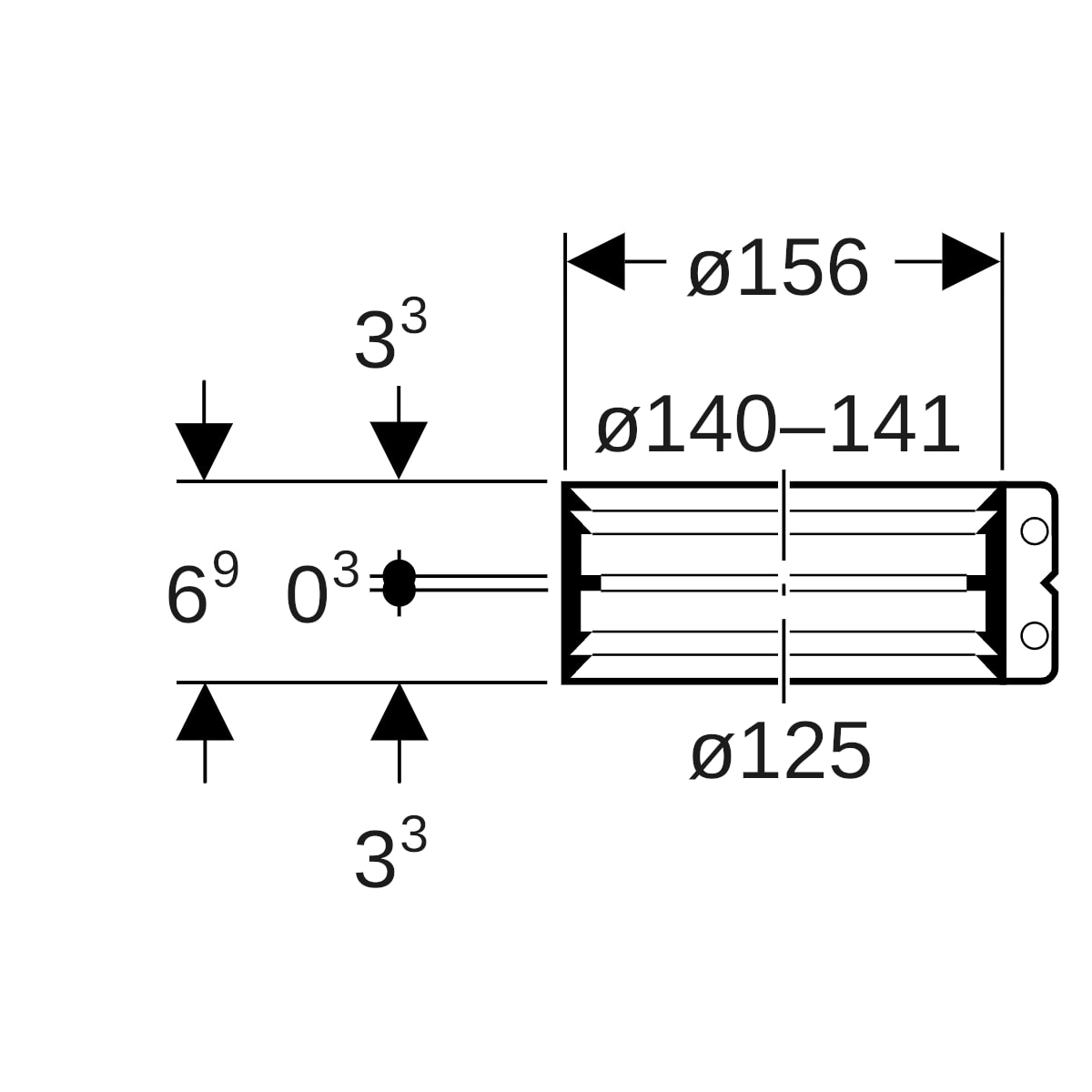 Geberit Übergangsspannverbinder Edelstahl d125/140-141
