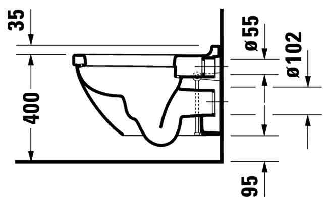 DU Wand-WC Starck 3 540 mm Tiefspüler, Durafix, weiß