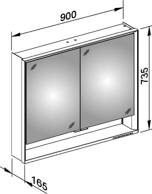 KEUCO SPS R. Lumos 14303, mit Ablagef., Vorbau, silb-elox., 900x735x165mm