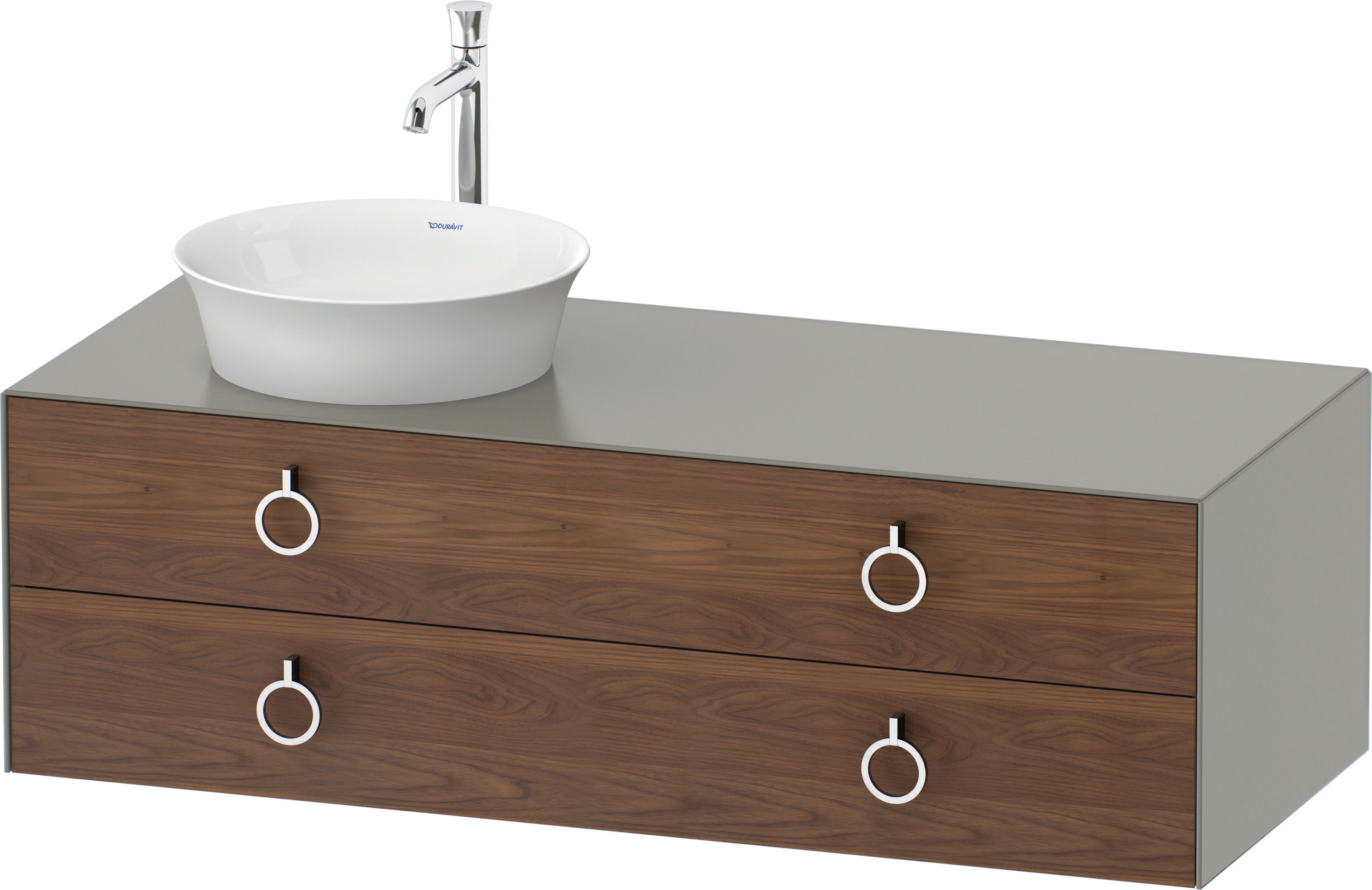 Duravit WTU wandh.White Tulip,2Schk.,m.Griff Aus.l,408x1300x550,A.Nussb.M./St.gr.Sdm