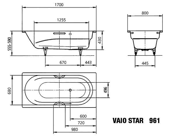 KA BW VAIO STAR Mod.961,1700x800mm, pergamon